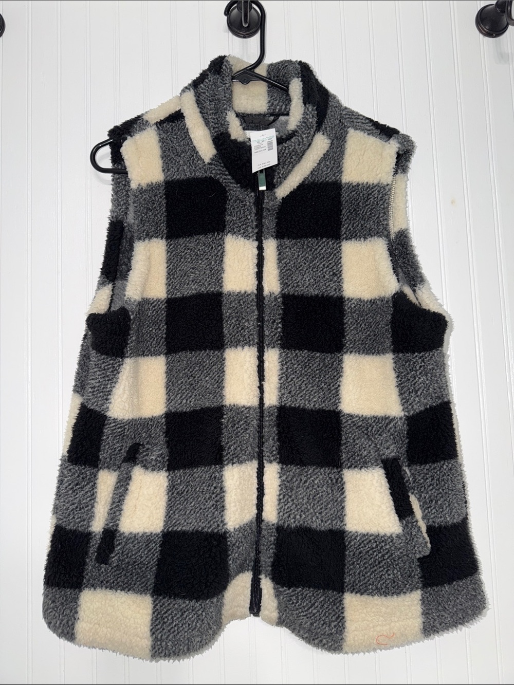 Maurices BUFFALO CHECKED Fleece VEST Pockets FullZip NWT